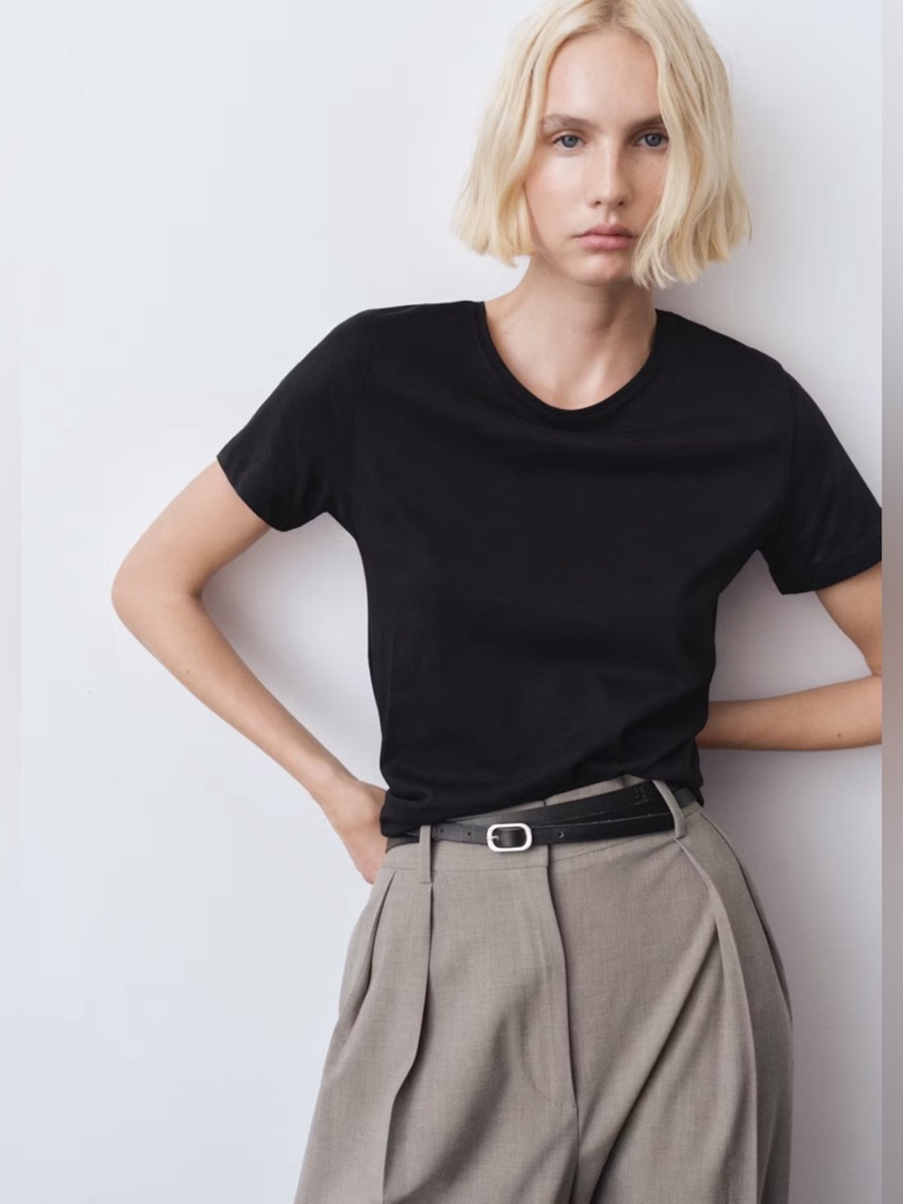 Mango Black Short Sleeve Crewneck Tee NWT XS